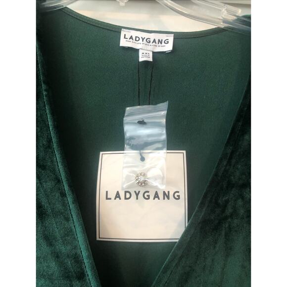 NWT Lady Gang Green Velvet Wrap Dress‎ Holiday Rich Maxi Christmas Party Dress - Picture 8 of 16
